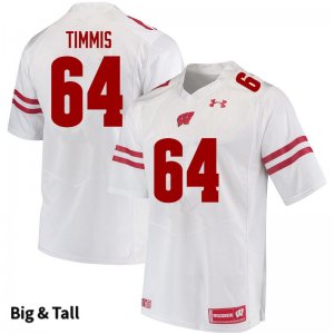 Men's Wisconsin Badgers NCAA #64 Sean Timmis White Authentic Under Armour Big & Tall Stitched College Football Jersey GD31C80WQ
